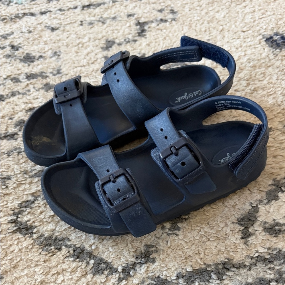 Cat and Jack Navy Blue Buckle Sandals size 12